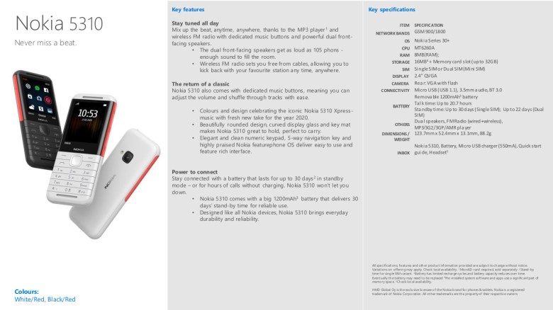 Nokia 5310 - Data Sheet