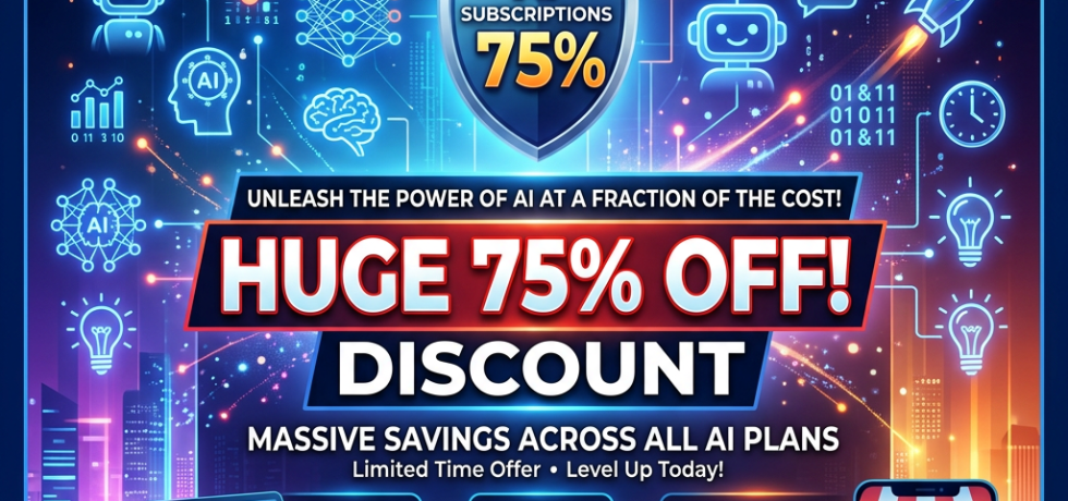 Mega AI price drop announcement offering 75% off on AI subscriptions